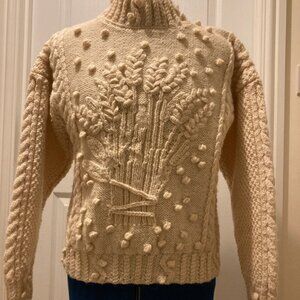 Hand knitted Aran jumper with Harvest design